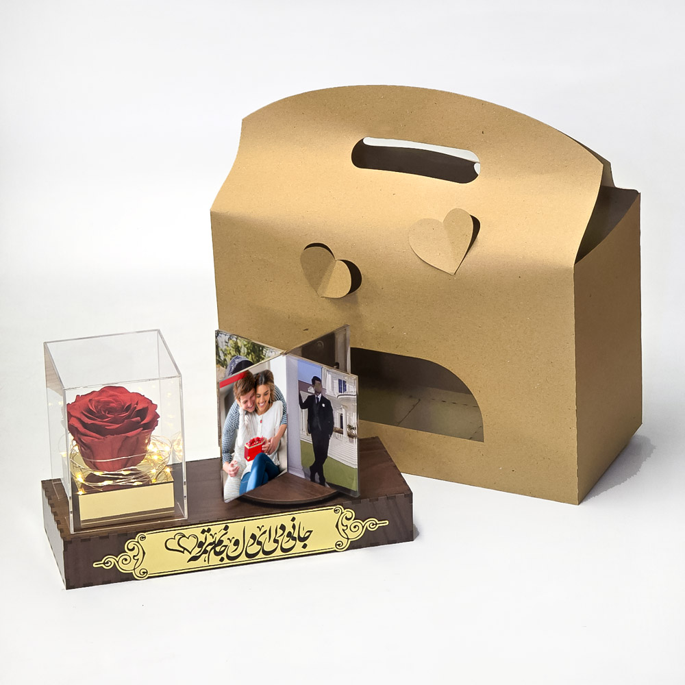 قاب عکس موزیکال ملودی دار با گل رز جاودان