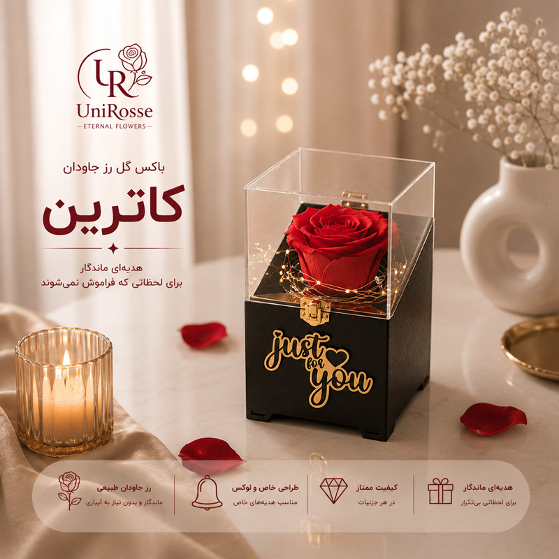باکس گل رز جاودان مدل کاترین