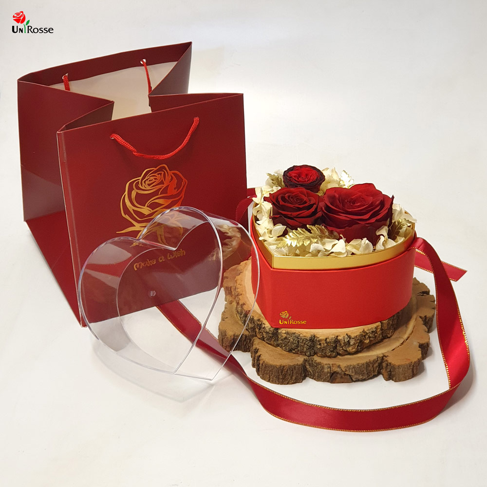 جعبه گل قلبی، باکس گل ولنتاین، گل رز سورپرایزی قرمز، رز موزیکال، گل ماندگار، گلفروشی نزدیک تهران، هفت حوض، گل جاودان نارمک، گل جاودانه قرمز مشکی